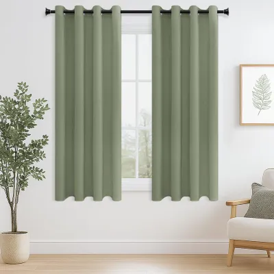 Produktbild von Thermo Vorhänge mit Ösen, grün, für Küche und Wohnzimmer, kurz, 2er Set, 122 x 140 cm