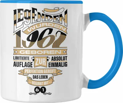 Produktbild von TRENDATION 60. Geburtstag Tasse Frau Mann Geschenk 60er Geschenkidee 60 Mutter Vater (Blau)