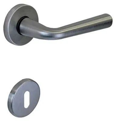 Imagen del producto de Manija de puerta interior (juego) de zamak con acabado cromado satinado mate