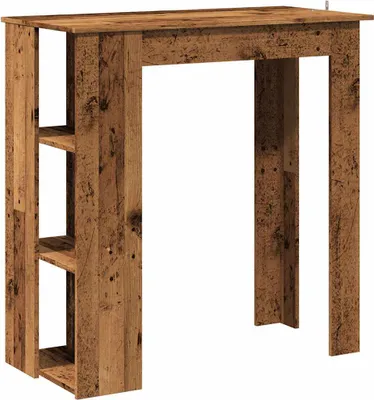 Image de Table de bar avec étagère vieux bois bois d'ingénierie