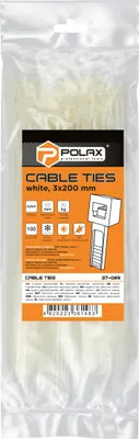 Obrázek produktu pro Stahovací pásky, nylon, bílé, 3 x 200 mm, 100 kusů Polax