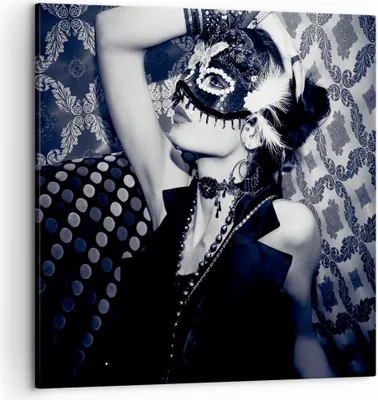 Produktbild von Bild auf Leinwand - Leinwandbild - Frau Karneval Maske Mode - 50x50cm - Wand Bild - Wanddeko - Leinwanddruck - Bilder - Kunstdruck - Wanddekoration - Leinwand bilder - Wandkunst - AC50x50-2212