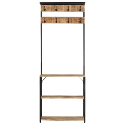 Zdjęcie produktu dla vidaXL Wieszak na płaszcze z półką na buty 68x30x182cm Surowe lite drewno mango