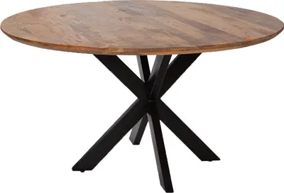 Produktbild von Massivholztisch Avola - rund 110 cm - Mangoholz - Gestell Kreuz-Form