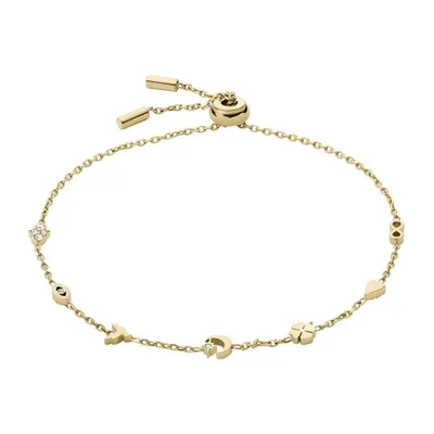 Produktbild von Fossil JF04119710 Damen Armband Mond Herz Kleeblatt Gold weiß 22 cm