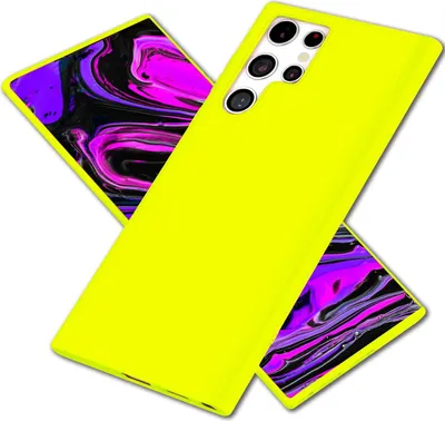 Immagine prodotto di NALIA custodia in silicone colorato al neon per Samsung Galaxy S24 Ultra case, custodia protettiva in colore giallo neon brillante