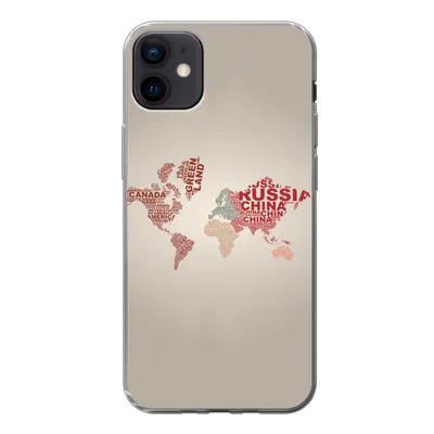 Produktbild von MuchoWow® Handyhülle Schutzhülle Hülle für iPhone 12 mini Weltkarte - Karte - Briefe Silikon Softcase Handy Hülle - Bild
