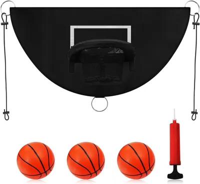 Zdjęcie produktu dla Trampolina z koszem do koszykówki - Mocowanie do trampoliny - Mini koszykówki - Do użytku wewnątrz i na zewnątrz - Materiał: PVC - Tablica tylna: 90x50 cm - Kosz do koszykówki
