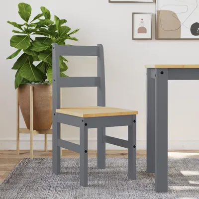 Produktbild von "im Angebot" Essstühle 2 Stk. Panama Grau 40x46x90 cm Massivholz Kiefer - Esszimmerstühle CC17603