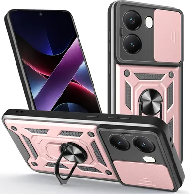 Produktbild von Outdoor Panzer Hülle für Poco X7 Pro 5G Handyhülle Kameraschutz Ringhalter in Rosegold