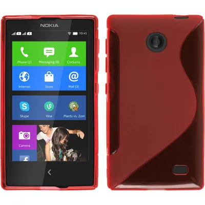 Produktbild von PhoneNatic Case kompatibel mit  Nokia X / X+ - rot Silikon Hülle S-Style + 2 Schutzfolien