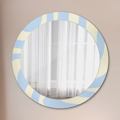 Produktbild von Ø80cm Spiegel - Glasrahmen mit Aufdruck - Wandspiegel Schlafzimmer - abstrakt Form