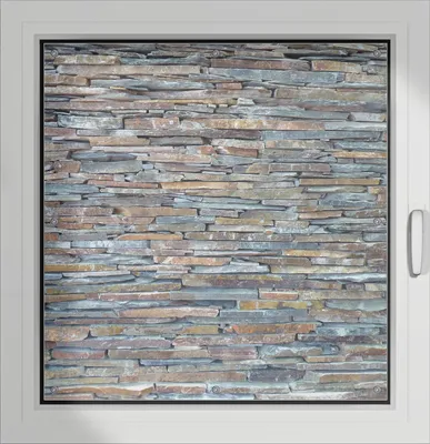 Produktbild von Wallario Lichtschutzbild, Dekorativer Sichtschutz Sonnenschutz 96 x 100 cm mit Motiv: Natursteinmauer in grau braun - Verdunklung ohne Bohren