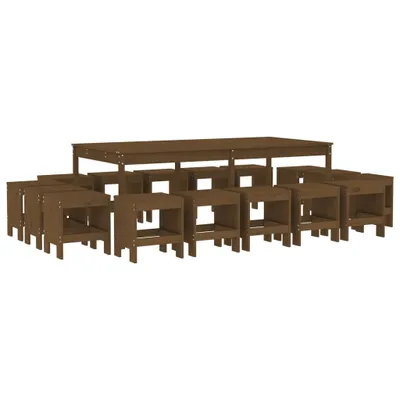 Produktbild von vidaXL 17-tlg. Garten-Essgruppe Honigbraun Massivholz Kiefer