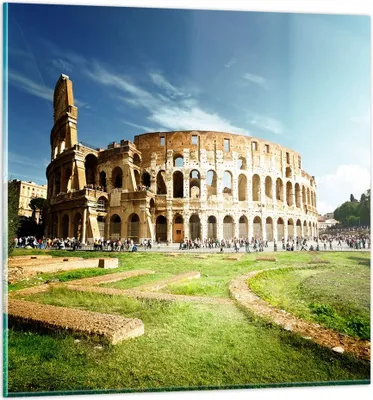 Produktbild von Bilder auf glas - Archäologie Architektur Italien Kolosseum - 30x30cm - Glasbilder - Wandbilder - Kunstdruck - Wanddekoration aus Glas - Glas Bilder - Wandbild auf Glas - GAC30x30-2685