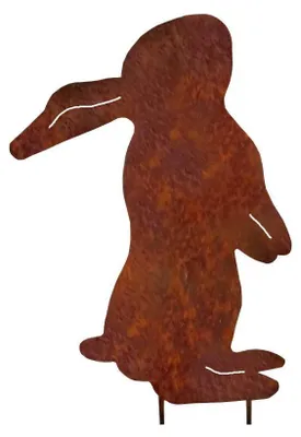 Image de Décoration de jardin en métal, forme de lapin, 40 cm, couleur rouille