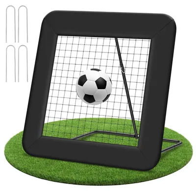 Produktbild von Vigevee 2er Set verstellbares Fußball-Rückprallnetz 1 m mit Stahlfedern, Einzelpfosten und PE-Netz, Winkel 40-110°, Trainingsnetz für Garten und Fußballtraining
