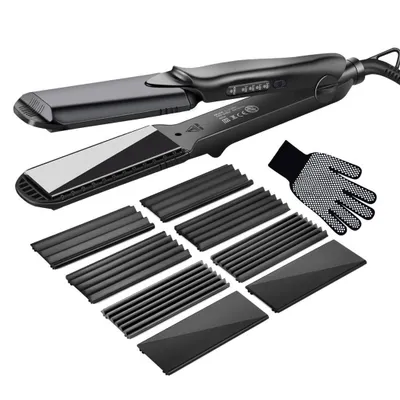 Produktbild von CkeyiN Kreppeisen für Haare, 4 in 1 Haarglätter Glätteisen Keramik, Multistyler Glätteisen Set Welleneisen Temperaturregelung Glattes und Hair Crimper