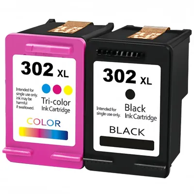 Two ink cartridges, one pink and one black, are shown side-by-side against a white background.