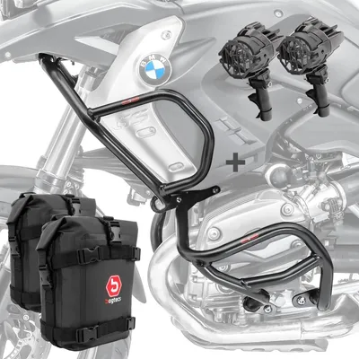 Immagine prodotto di Set crash bar + faro L2 per BMW R 1200 GS 08-12 + K3 nero