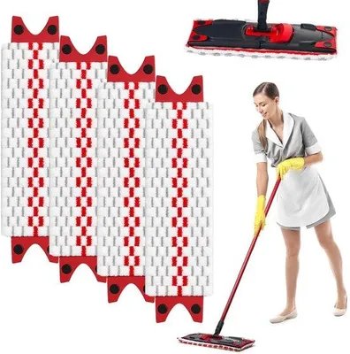 Produktbild von Ibenzoa® 4er-Set Mikrofaser-Ersatzbezüge 46 x 13 cm für Bodenwischer – hartnäckige Flecken & empfindliche Böden (Fliesen, PVC, Parkett), maschinenwaschbar 60°C