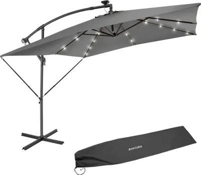 Image de Parasol à LED solaire Sunna avec manivelle 2,5 x 2,5 m - gris clair