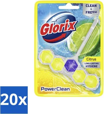 Produktbild von Glorix - Toilettenblock - Power Clean Lemon - Frisch & Zitrone - 1 Block - Vorteilspack - 20 Stücke