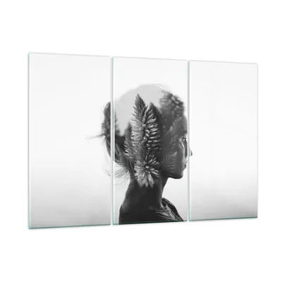 Produktbild von Bilder auf glas - Frau Abstraktion - 165x110cm - Glasbilder - Wandbilder - Kunstdruck - zum Aufhängen bereit - Wanddekoration aus Glas - Glas Bilder - Wandbild auf Glas - 3 Teile - GCE165x110-3799