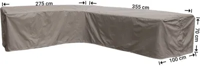 Produktbild von Raffles Covers Schutzhülle für L-Form Ecklounge 355 x 275 x 100 H: 70 cm | Atmungsaktiv | Wasserdicht | UV-beständig | Elastischer Kordelzug