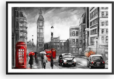 Produktbild von Gerahmtes Poster - Schwarzer Rahmen - London Bus - 91,5x61 cm - Wand Bild - Wanddeko - Wandbilder - Kunstposter - Wandposter - Bilderrahmen - Bilder - Kunstdruck - Wandbild - P2BAA91x61-3939