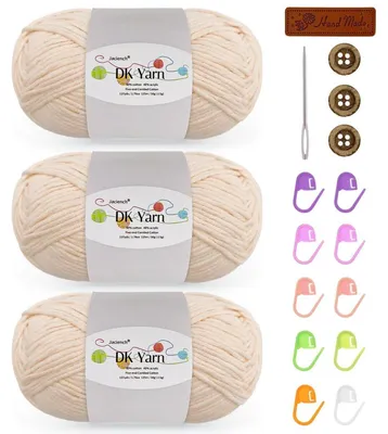 Obrázek produktu pro Příze na háčkování, 150 g (3 x 50 g), 60 % bavlna, 40 %.Polyakryl, barva pleti, sada pro začátečníky