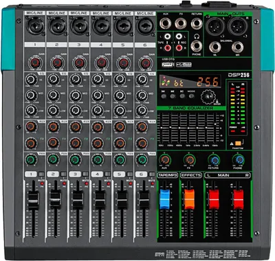 Obrázok produktu pre DJ mixážny pult - ovládací panel - mixážny pult - ovládacia doska - zvukový mixér - 6 kanálov - Bluetooth a USB/MP3