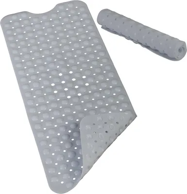 Immagine prodotto di Tappetino antiscivolo per vasca e doccia - Ventose - PVC - Grande - Grigio - 97 x 39 cm