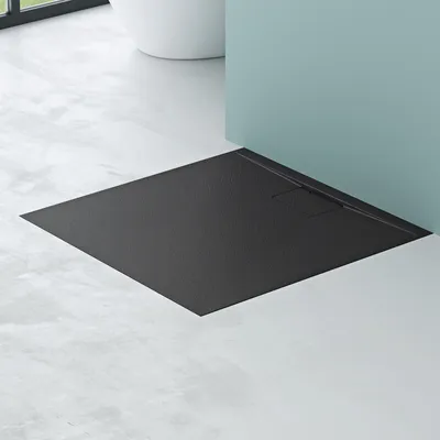 Produktbild von Mai & Mai Duschtasse Duschwanne aus Mineralguss BxTxH: 100x100x3 cm Mineralgusswanne in Anthrazit DIN-Anschlüsse inkl. Ablaufgarnitur Geoma07