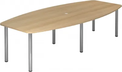 Produktbild von HAMMERBACHER Konferenztisch KT28C eiche Tonnenform, Rundrohr chrom, 280,0 x 85,0 - 130,0 x 72,0 - 74,0 cm