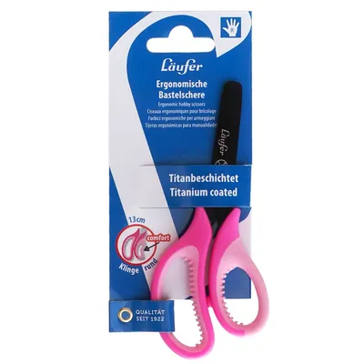 Image de Läufer 87222 Läufer Ciseaux de bricolage ergonomiques, Longueur : 130 mm, rose/rose