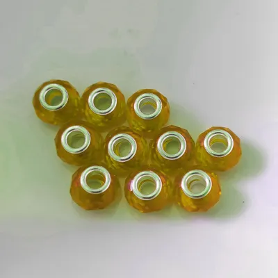 Image de Spacer Charm gros trous, perles rondes à facettes, 14 mm, 10 pièces, orange
