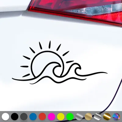Produktbild von PantherPixel Strand Meer Aufkleber Sonnenschein Camping Sonne Sticker Auto Geschenkidee Farbe Schwarz