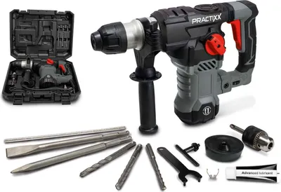 Produktbild von Practixx SDS-Plus Bohrhammer PX-BH-7V | 7 Joule | 1500W | 6 Geschwindigkeiten 0-920 U/min | 3m Kabel & 32mm Bohrleistung | mit Koffer, Bohrer, Adapter