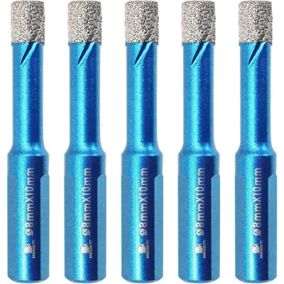 Obrázok produktu pre Diamantové vrtáky na suché vŕtanie, priemer 8 mm, 5 kusov, vhodné na keramiku, granit, porcelán a murivo
