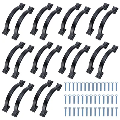 Productafbeelding van Set van 20 matzwarte meugelknoppen - aluminiumlegering, afstand tussen de gaten: 76 mm