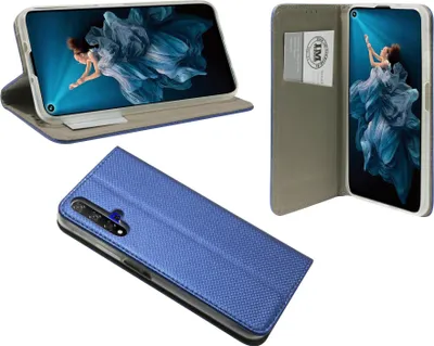 Produktbild von cofi1453® Buch Tasche "Smart" kompatibel mit HONOR 20 Handy Hülle Etui Brieftasche Schutzhülle mit Standfunktion, Kartenfach Blau