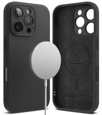 Produktbild von Ringke Silikon-MagSafe-Hülle mit Magnet für iPhone 16 Pro Max – schwarz