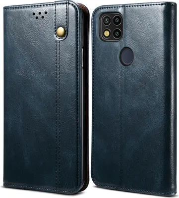 Produktbild von Redmi 9C Hülle, LaimTop Leder Flip Brieftasche Schutzhülle für Xiaomi Redmi 9C Blau