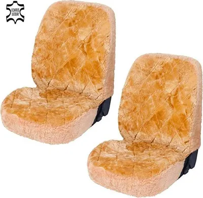 Produktbild von 2x Auto Sitzbezug Lammfell universal ECHT Bezug Schonbezug beige braun für Autositze