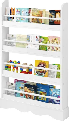 Produktbild von EUGAD Kinderregal mit 4 Ebenen, mit Kippsicherung, Weiß, 80x12x118cm