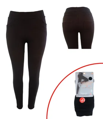 Produktbild von Damen Winter Leggings Schwarz » Leggings mit Push-Up Effekt » Teddy Innenfleece » Damenleggings für Fitness & Alltag: M/L Größe: M/L