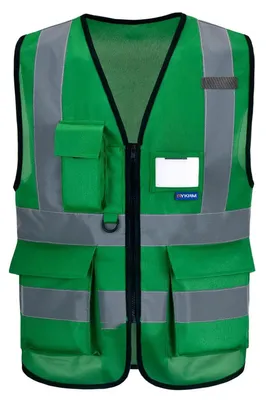 Produktbild von Warnweste mit Reflektorstreifen Reißverschluss Taschen Arbeitsweste 3XL Grün