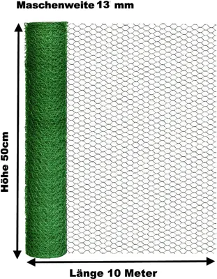 Produktbild von Hasendraht grün 50cm x 10m Sechseckdraht Draht Drahtzaun Kaninchendraht 13mm