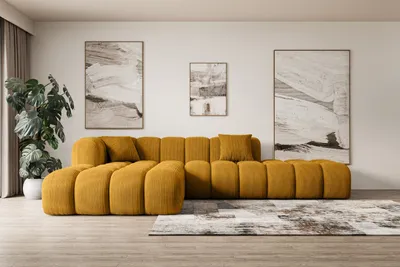 Produktbild von ALTDECOR Ecksofa in L-Form OLEA-L2 - 289x176x71 cm Senfgelb - Corner Sofa Bett Eckcouch Couch Wohnlandschaft Cauchsofa